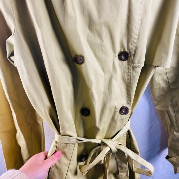 Garnet Hill Lime Green Cotton Double Breasted Belted Trench Coat Size‎ XL - Picture 5 of 6